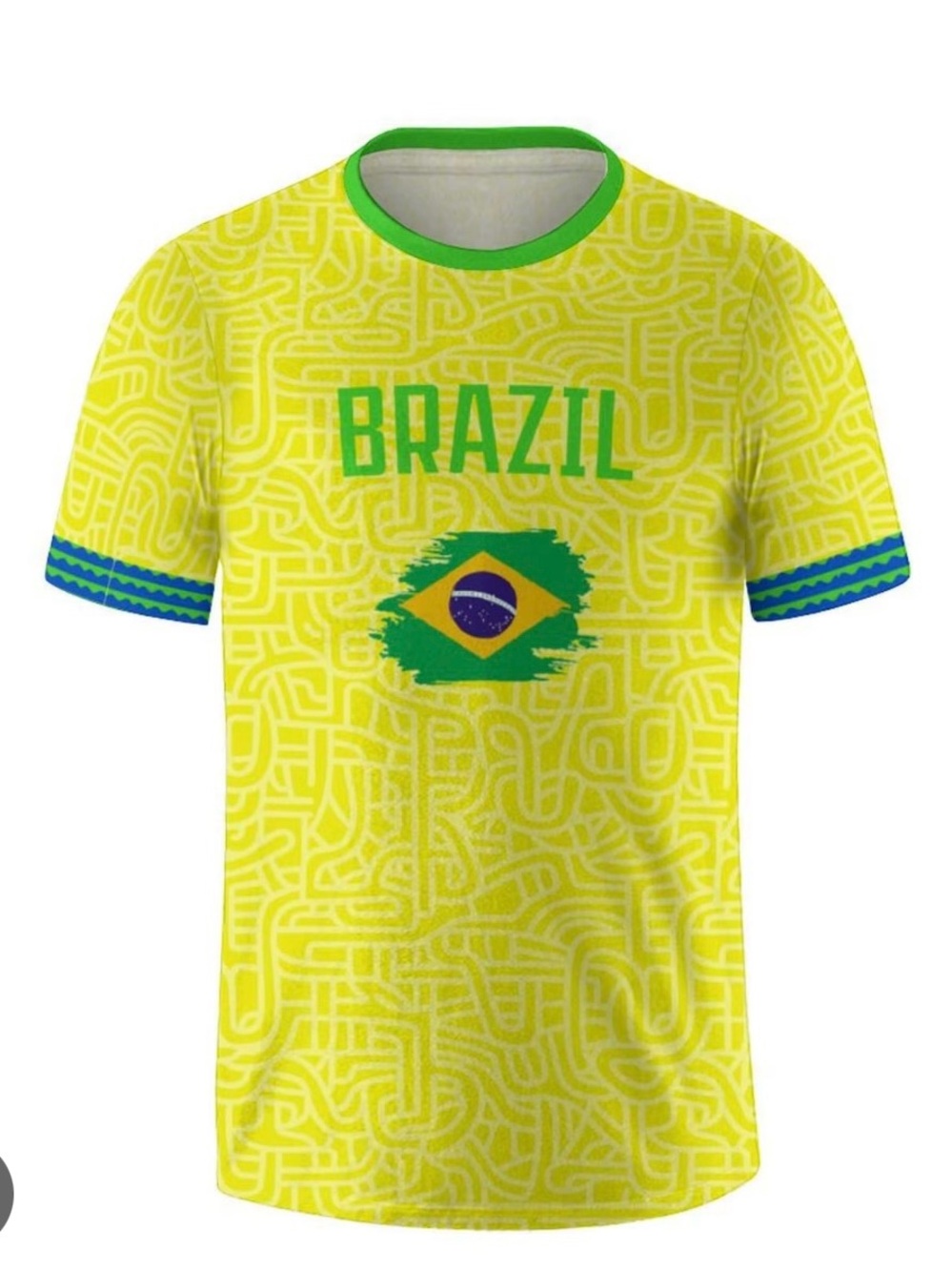 Brazil Flag Graphic Tee - Bright Yellow & Green